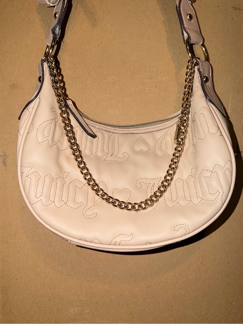 Juicy Couture Light Pink Crossbody with Coin Purse and Gold Chain Accent